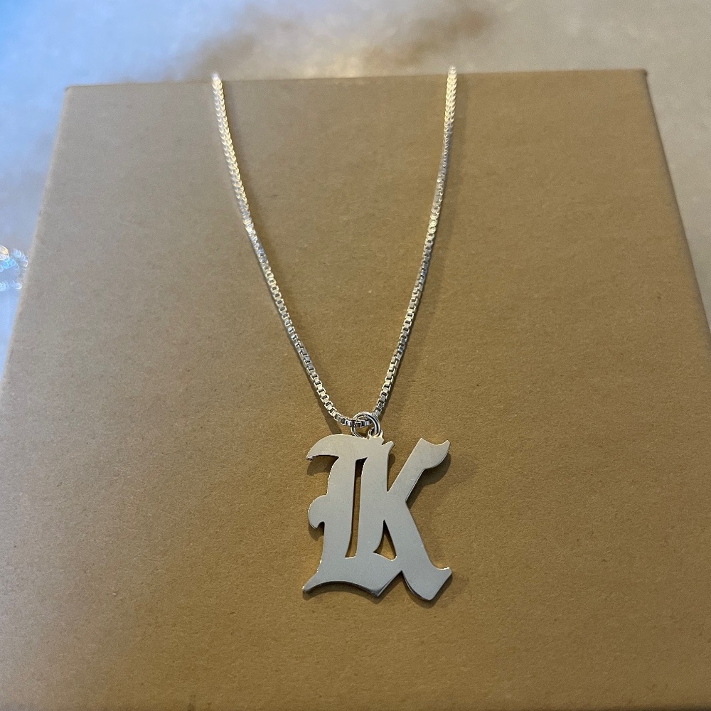 Silver (Gold Filled) English Font “K” Necklace